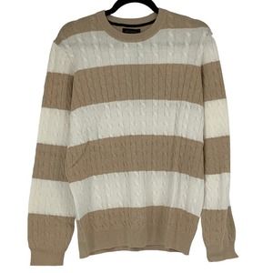 NEW! NAADAM Size Medium Cashmere Striped Cable Crewneck Sweater $375 msrp J6-8